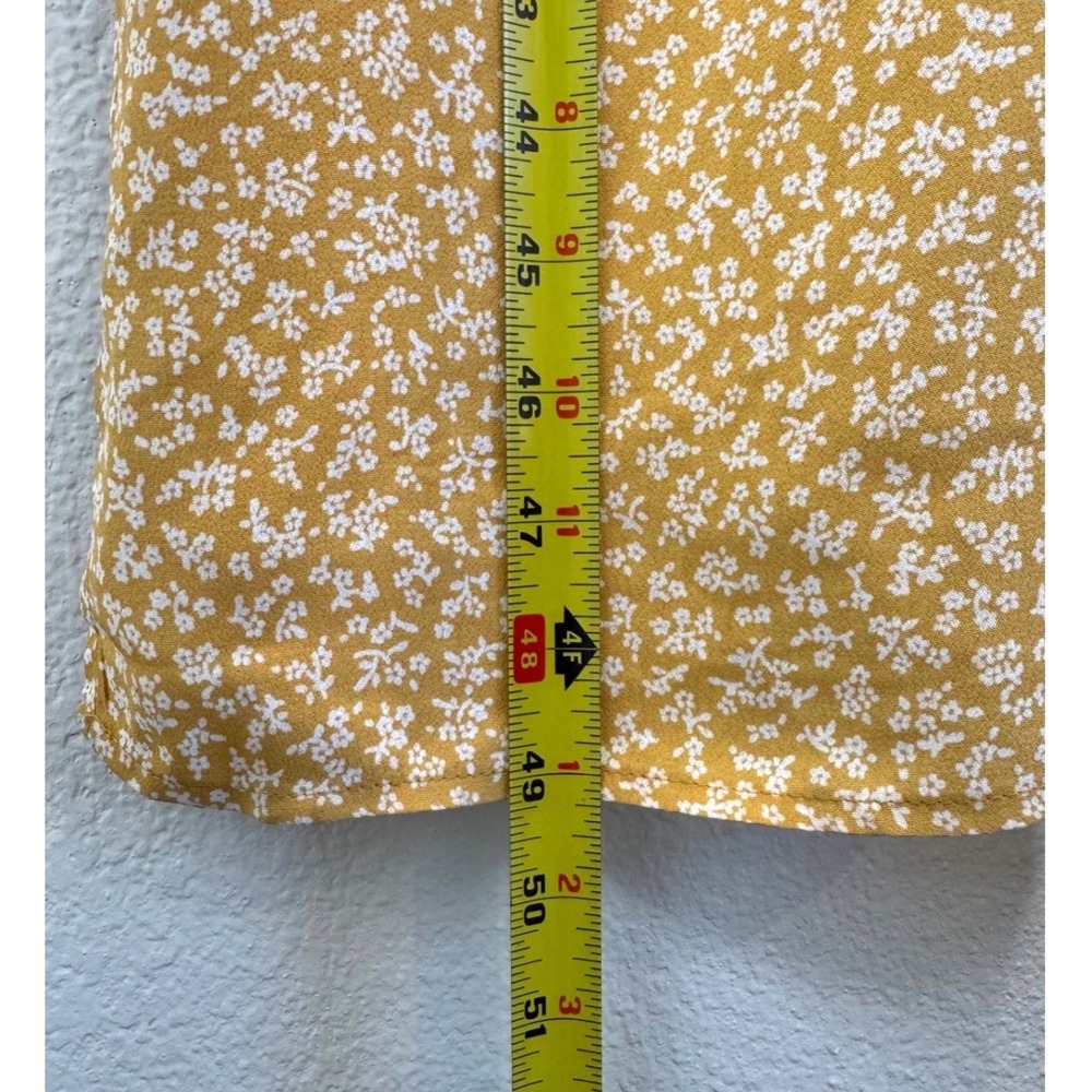 NWT Whimsy + Row Ella Dress Mustard Yellow Floral V-Neck Cutout Back Midi XS - Picture 9 of 12